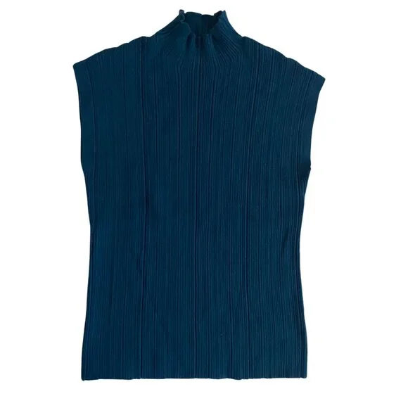 Source Unknown Tops Ladies Teal Green Sleeveless Mock